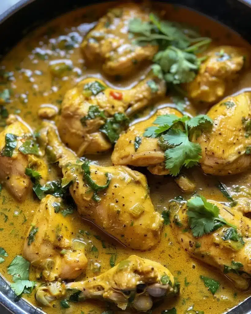 Authentic Jamaican Curry Chicken served with rice and vegetables