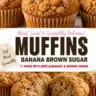 Delicious banana muffins topped with brown sugar crumble for extra flavor.