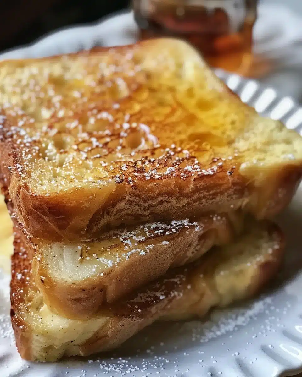 Delicious Bananas Foster French Toast topped with caramelized bananas and syrup