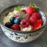 Berry chia yogurt parfait with fresh berries and chia seeds