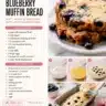 Freshly baked blueberry muffin bread with blueberries on top.