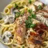 Plate of Chicken Scampi Pasta with garlic, herbs, and pasta