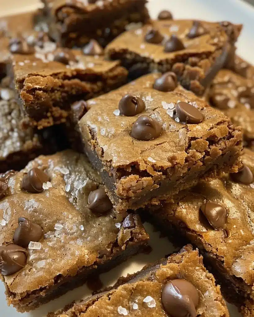 Delicious chocolate chip cookies with sea salt caramel topping