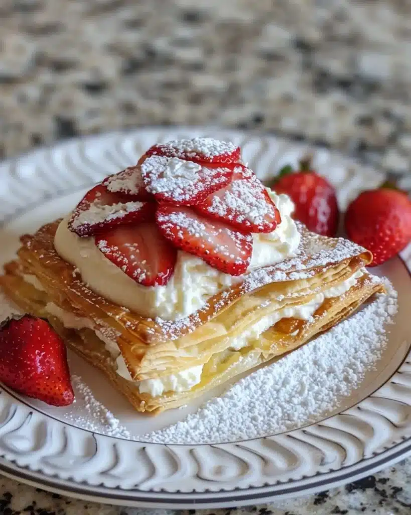 Delicious Crimson Berry Pastry with fresh berries and creamy filling.