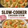 Bowl of dairy-free creamy chicken stew with vegetables and herbs