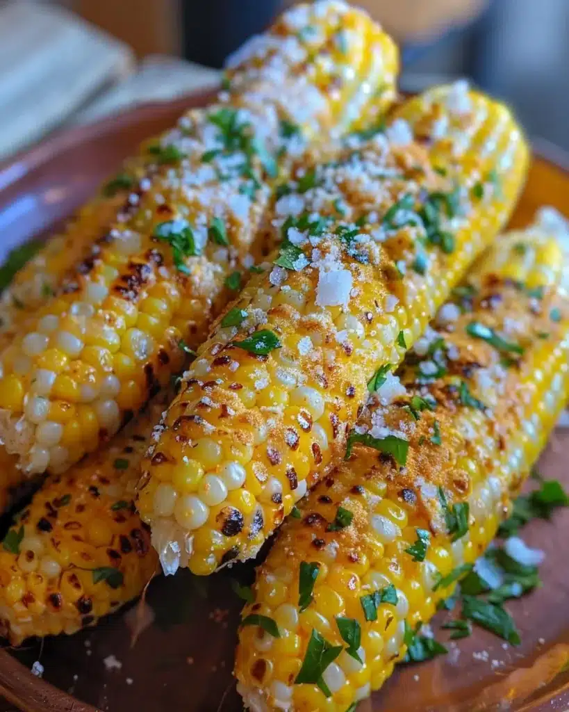 Delicious foil-wrapped grilled corn on the cob served at a summer barbecue.