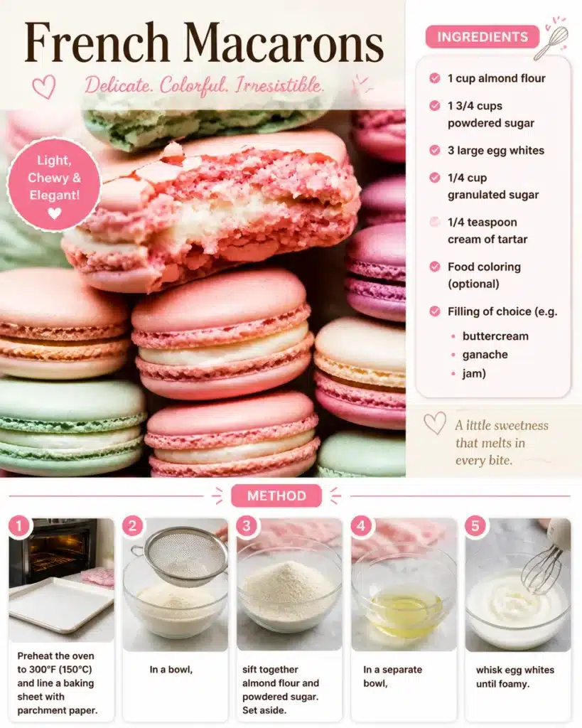 Assorted colorful French macarons arranged on a decorative plate.