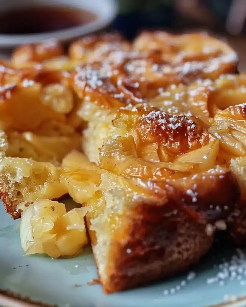 Delicious French toast with apple filling served on a plate