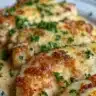 Delicious Garlic Parmesan Chicken served with roasted potatoes