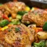 Delicious garlic-roasted chicken served with vegetables on a plate