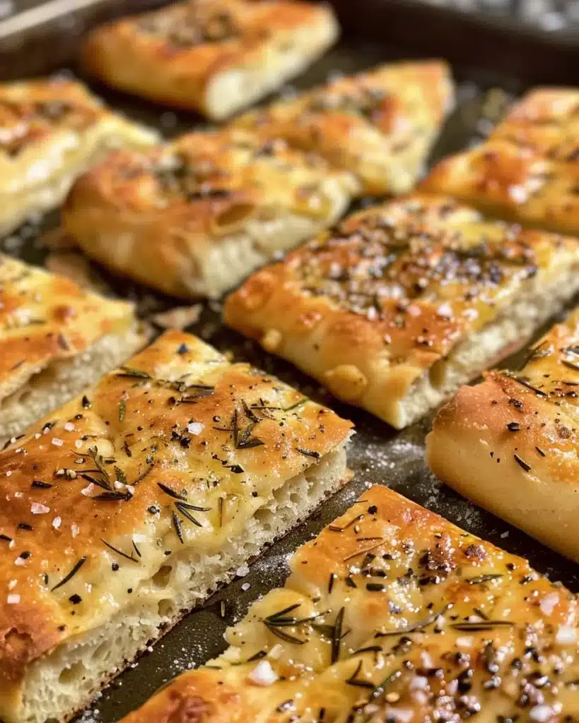 Gluten-free focaccia bread topped with herbs and olive oil