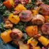 Herbed roasted stuffed butternut squash with seasonal herbs and spices