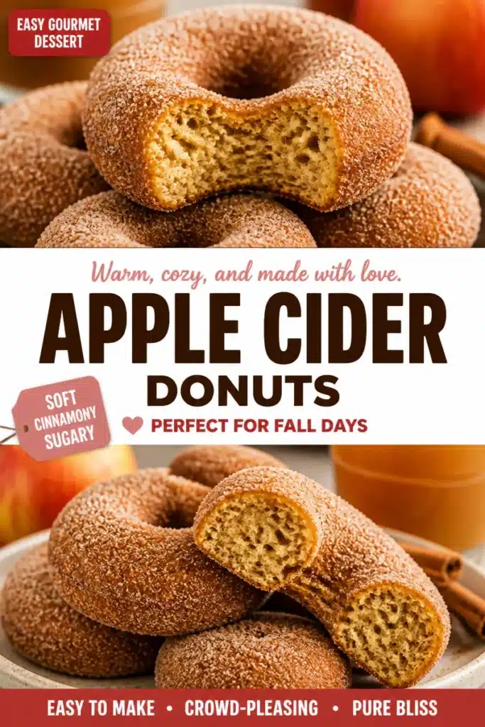 Homemade apple cider doughnuts dusted with cinnamon sugar