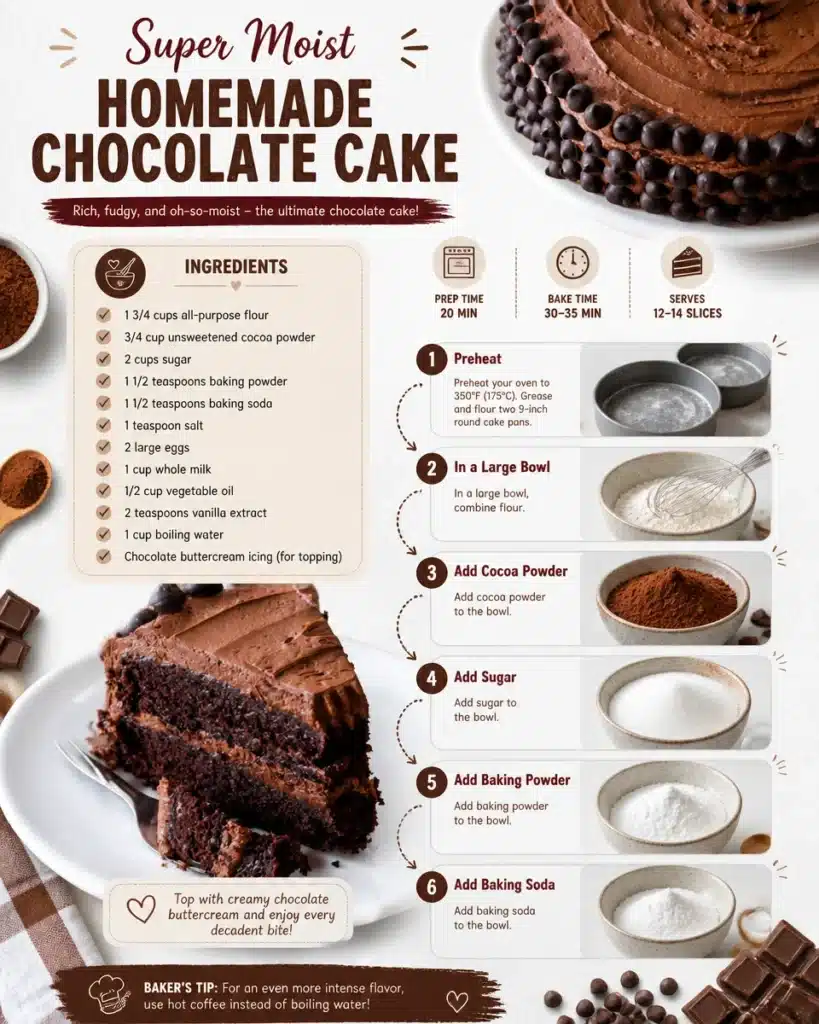 Delicious homemade chocolate cake with frosting and berries