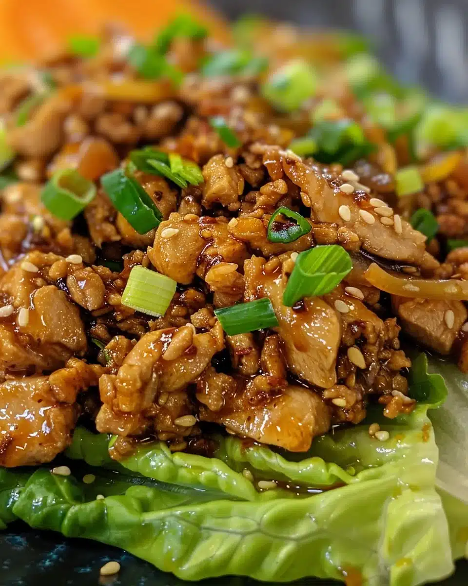 Hot Honey Chicken Lettuce Wraps served on a plate with fresh ingredients