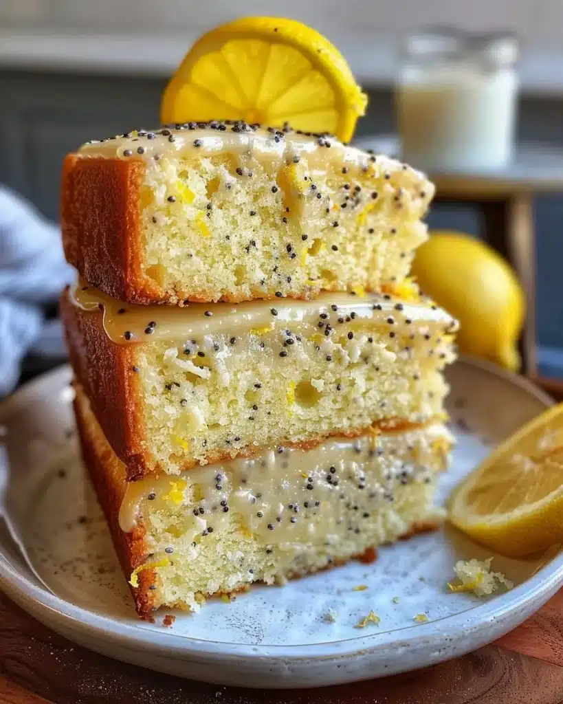 Freshly baked lemon poppy seed muffins with a sprinkle of poppy seeds
