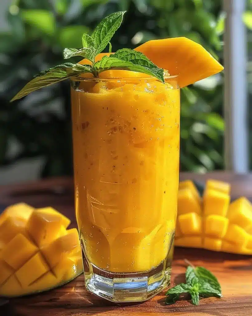 Delicious mango chia pudding topped with fresh mango pieces