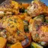 Sheet pan Maple-Dijon Chicken with roasted butternut squash and Brussels sprouts