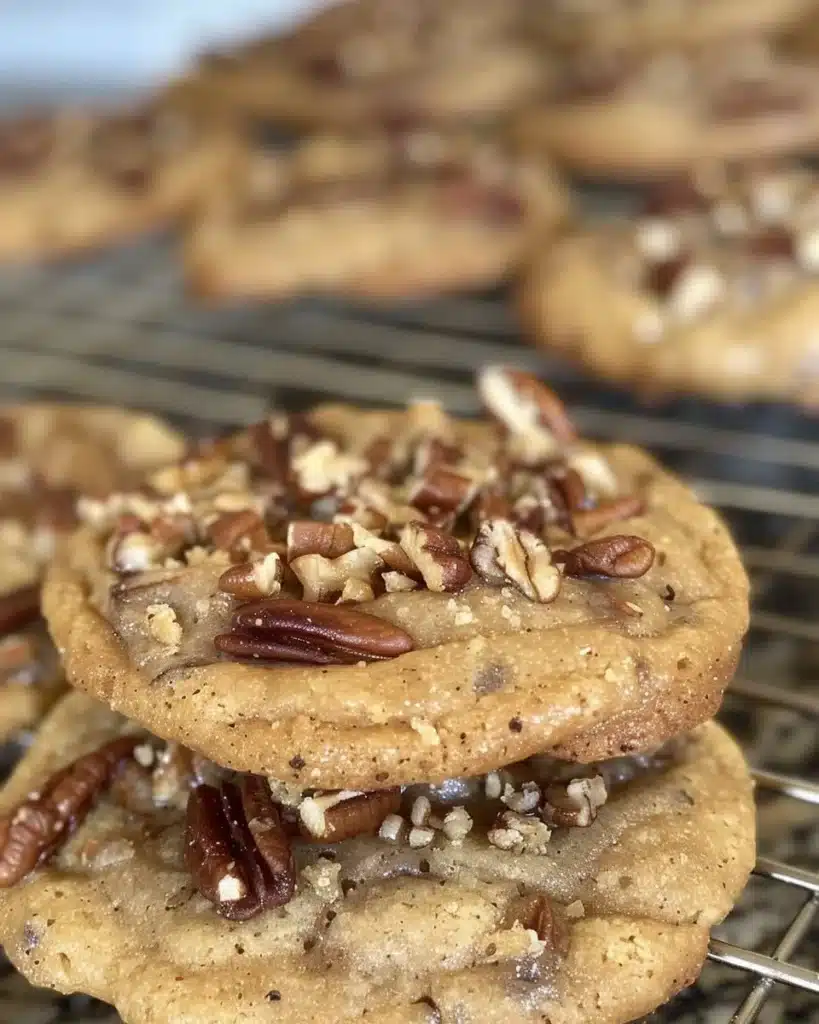 Maple Pecan Pie Squares topped with pecans in a rustic wooden setting.
