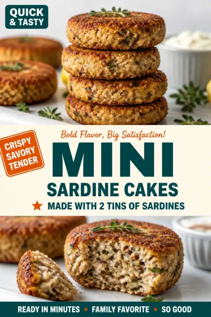 Delicious mini sardine cakes made with canned fish served on a plate