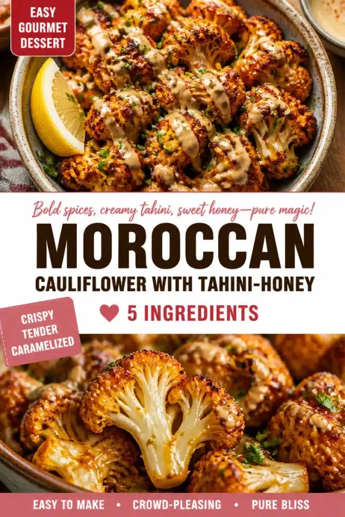 Delicious Moroccan Cauliflower drizzled with tahini-honey sauce
