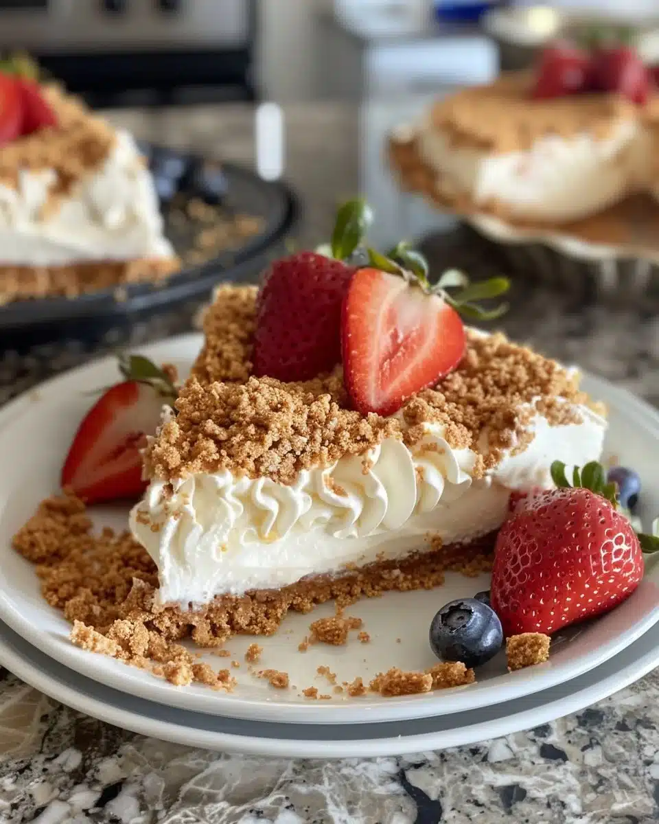 No-bake patriotic cheesecake bars topped with red, white, and blue berries