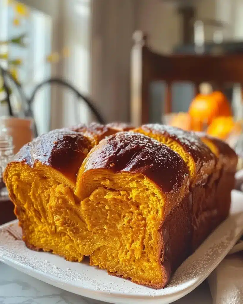 Delicious Overnight Pumpkin French Toast Bake with a sprinkle of cinnamon