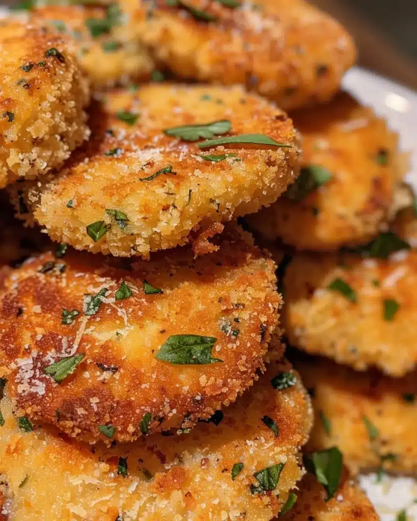 Plate of crispy Parmesan onion ring chips seasoned for flavor