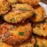 Plate of crispy Parmesan onion ring chips seasoned for flavor
