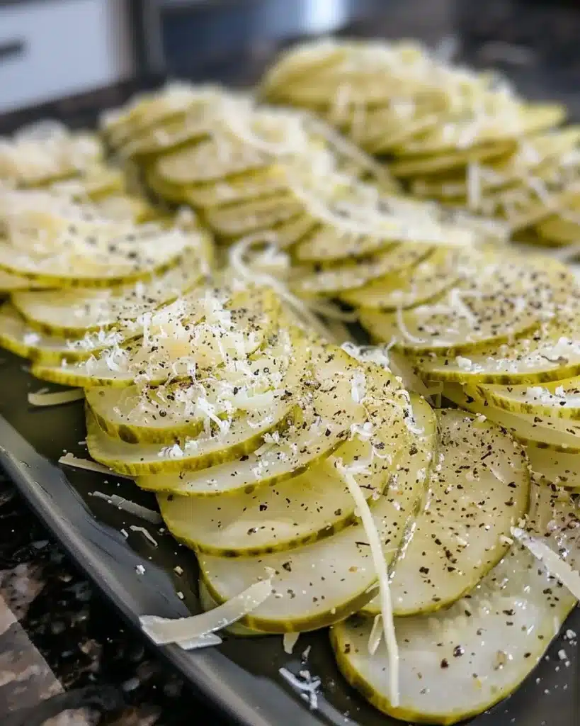 Crispy Parmesan Pickle Chips garnished and ready to serve.