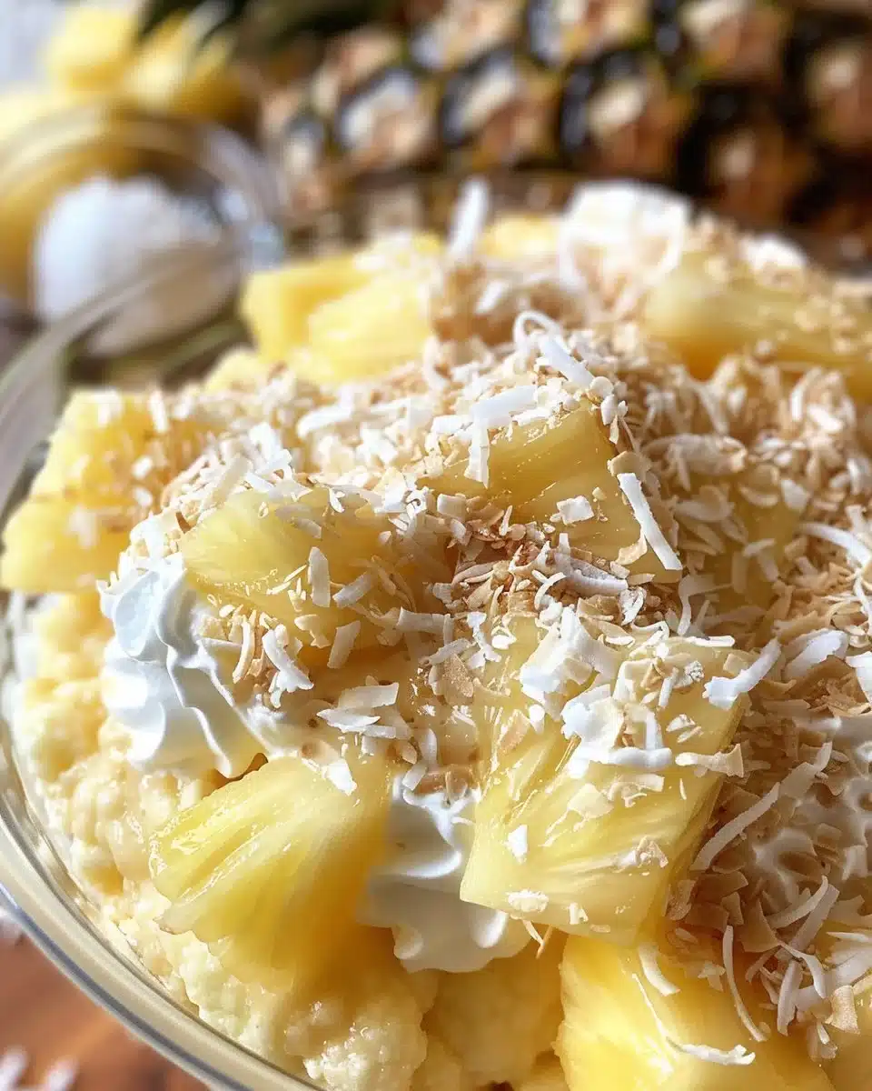 Pina Colada smoothie with tropical fruits in a glass