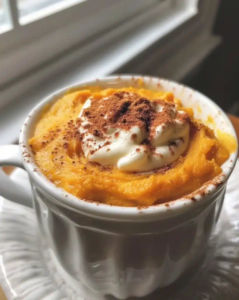 Fluffy pumpkin waffles topped with syrup and whipped cream on a plate