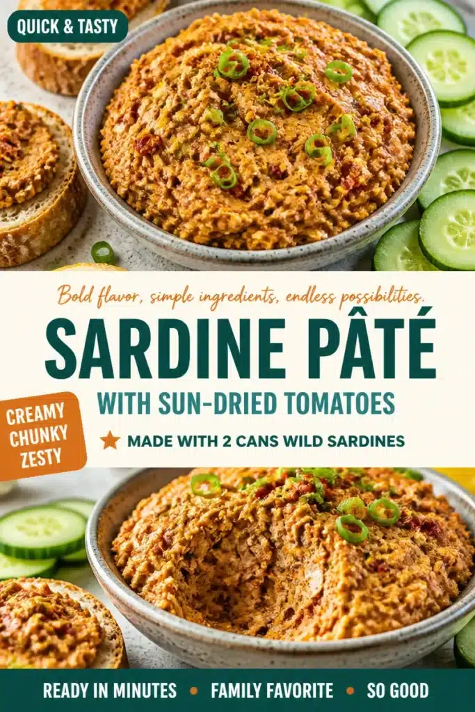 Delicious homemade sardine pate served as a gourmet appetizer