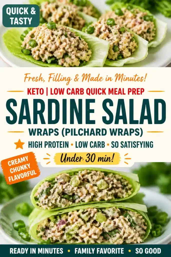 Healthy sardine salad wraps served on a plate as low-carb keto sandwiches