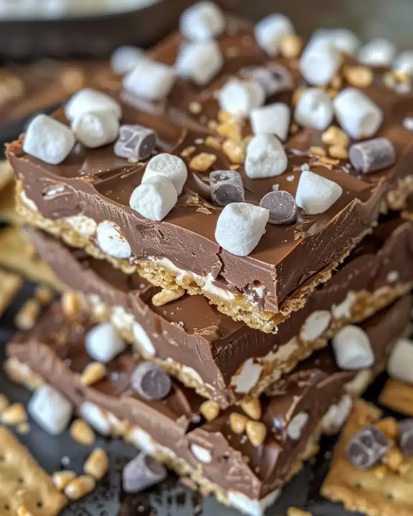 Delicious S’mores Cracker Cookies with chocolate and marshmallows.