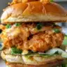 Delicious Spicy Buffalo-Style Chicken Burgers served on a plate