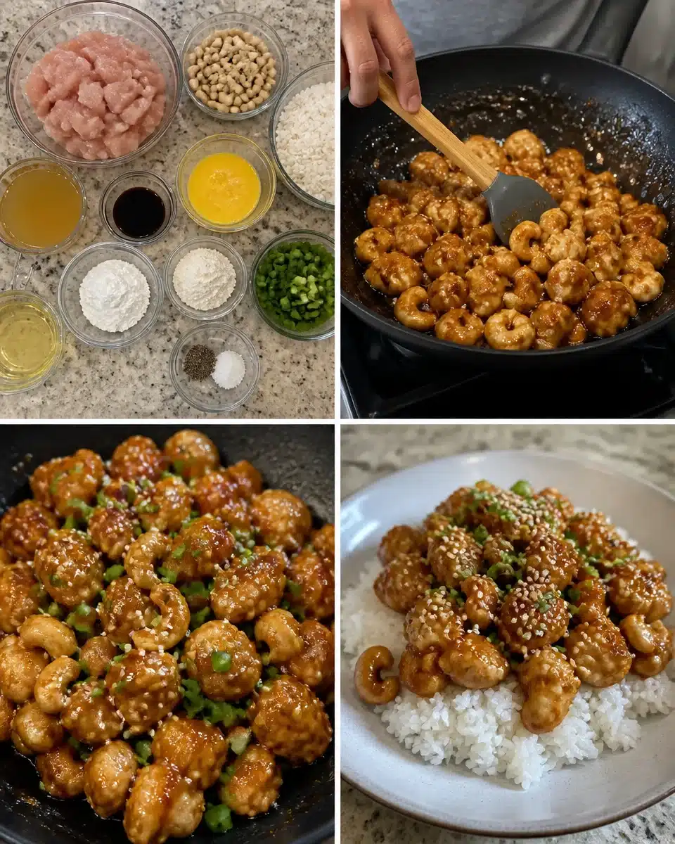 Plate of Springfield-style Cashew Chicken garnished with vegetables and cashews