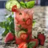 Strawberry cucumber herb spa water for refreshing hydration