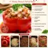 Colorful stuffed bell peppers filled with rice, meat, and vegetables