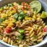Delicious elote pasta salad made with Greek yogurt and fresh ingredients