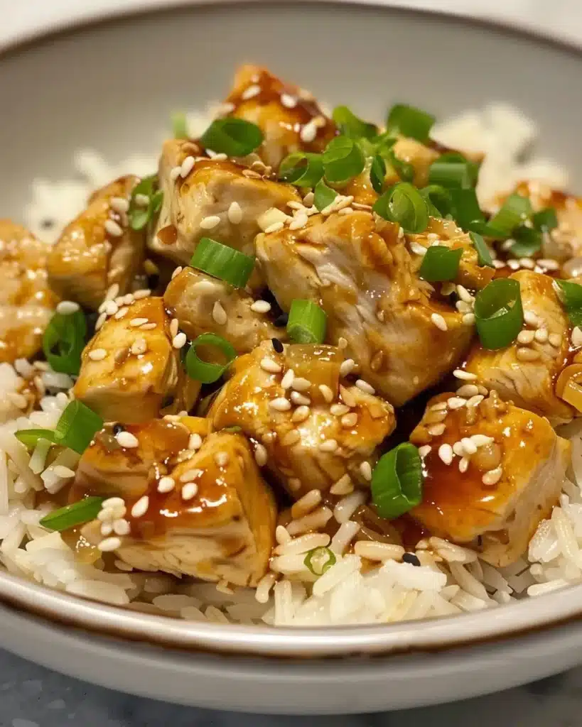 Delicious Teriyaki Chicken served with rice in a bowl