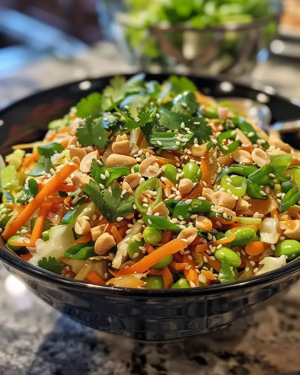 Delicious Thai Crunch Salad with fresh vegetables and crunchy toppings