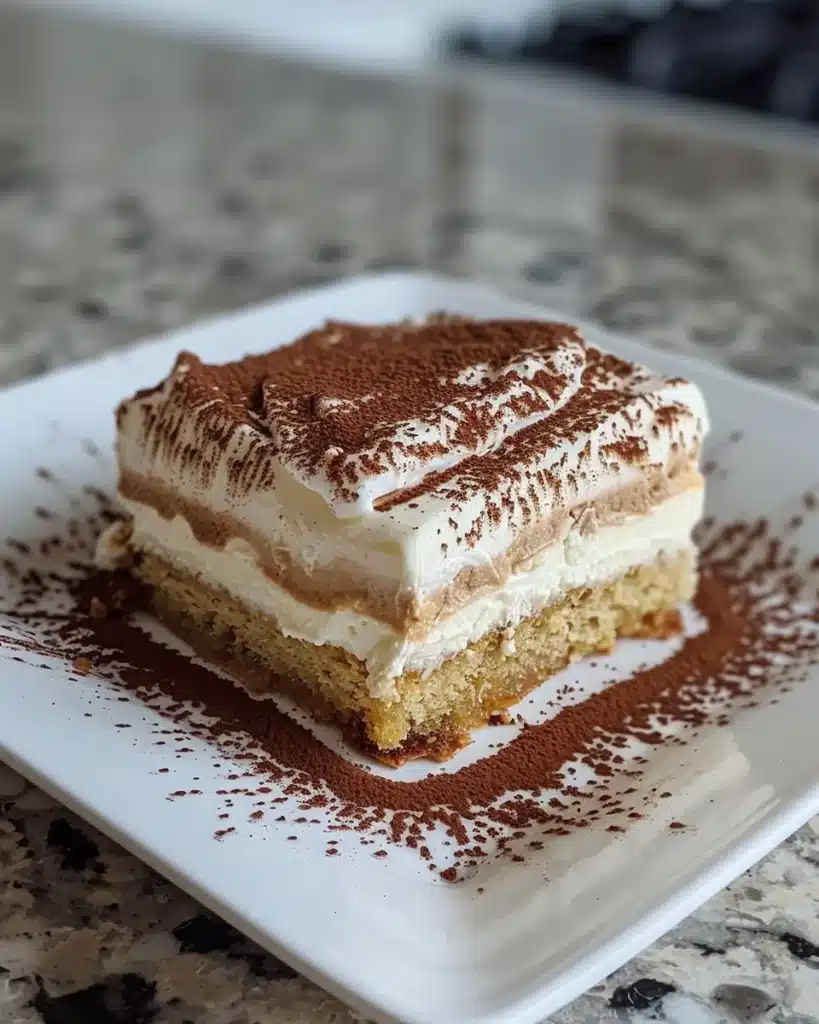 Delicious tiramisu cups layered with coffee and mascarpone cream.