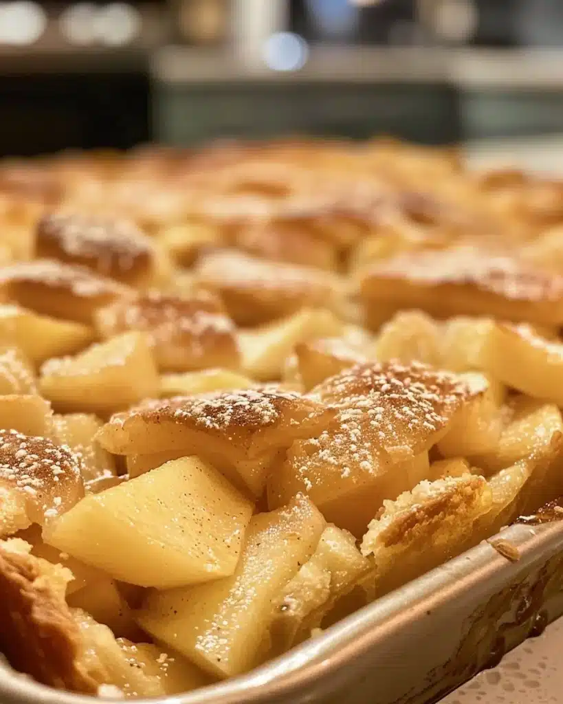 Delicious warm spiced apple pancakes topped with cinnamon and syrup.