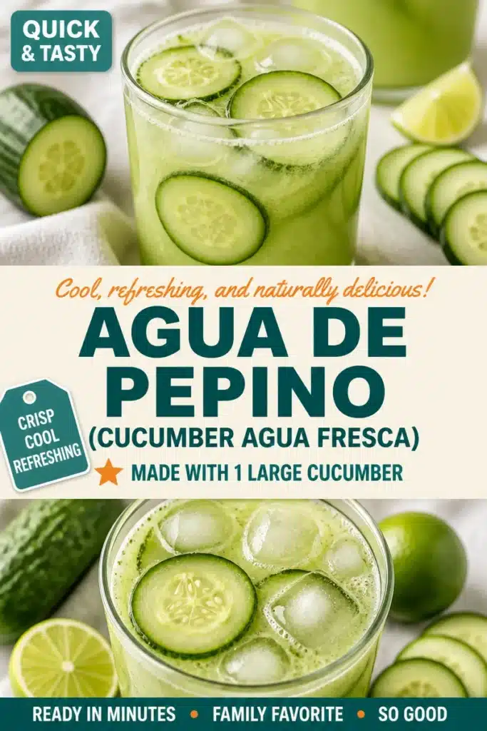 Refreshing agua de pepino made with cucumber and water
