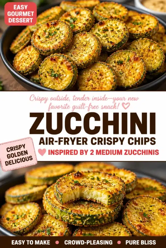 Air-fried crispy zucchini chips served in a bowl