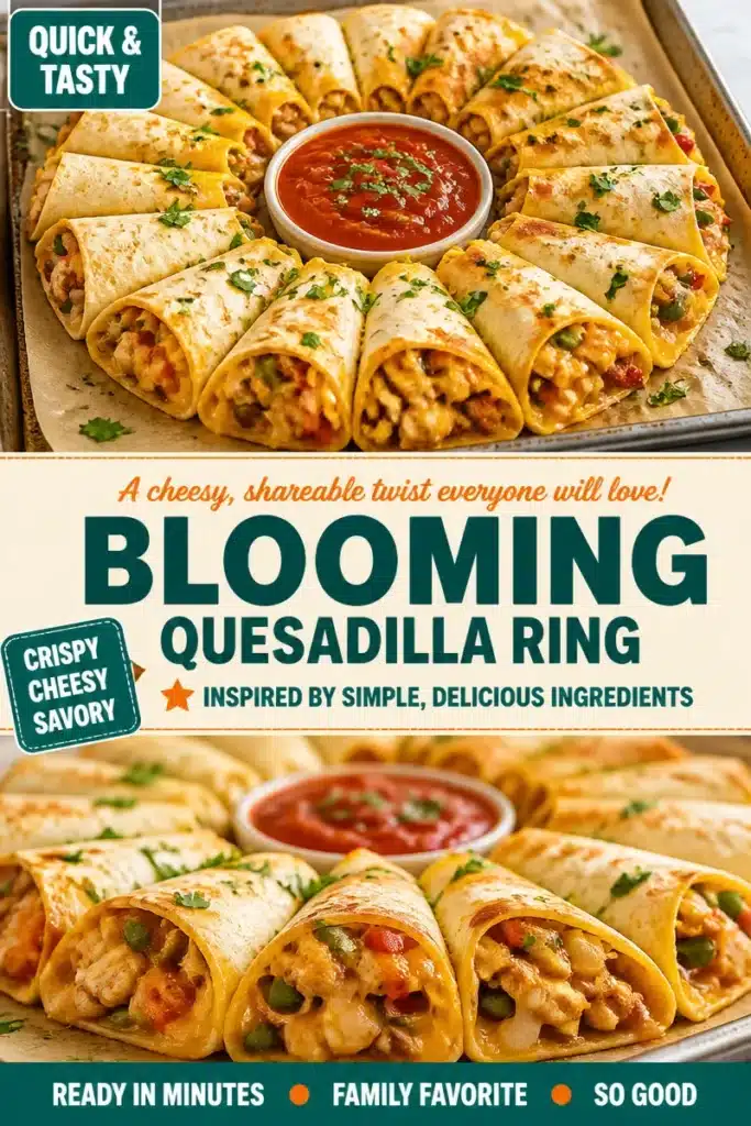 Delicious Blossoming Quesadilla Ring served with fresh toppings