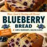 Freshly baked blueberry bread loaf with juicy blueberries