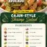 Cajun-style shrimp salad with vibrant vegetables and spices served in a bowl.