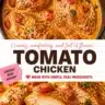 Plate of chicken in creamy tomato sauce garnished with herbs